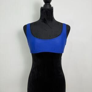 J. Crew Heritage Scoop Neck Bikini Top Size Medium Blue Adjustable Back Closure‎